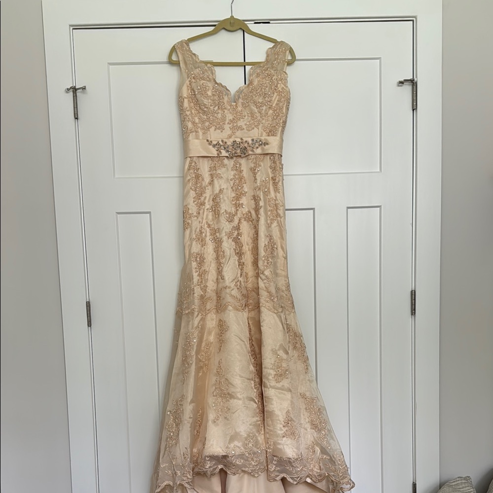 Gold Ruffled Sweetheart Wedding Gown